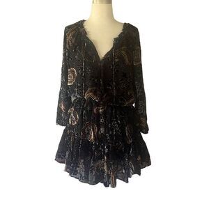 Chelsea & Violet Anthropologie Burnout Velvet Boho Dress Women’s XS